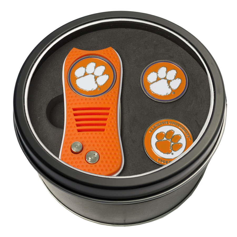 Clemson Tigers Switchblade Divot Tool and 2 Ball Marker Gift Pack