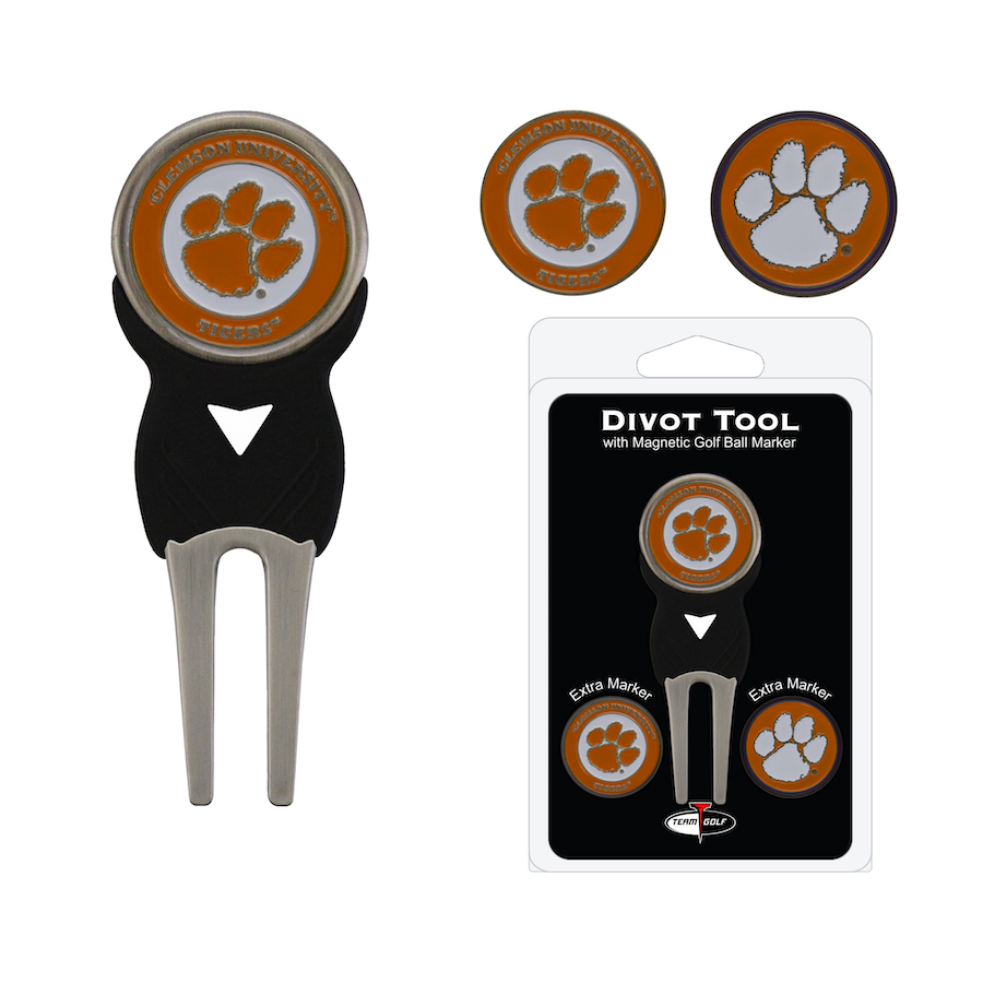 Clemson Tigers 3 Marker Signature Divot Tool Pack