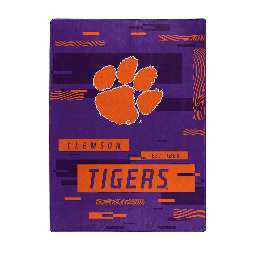 Clemson Tigers Large Plush Fleece Raschel Blanket 60 x 80