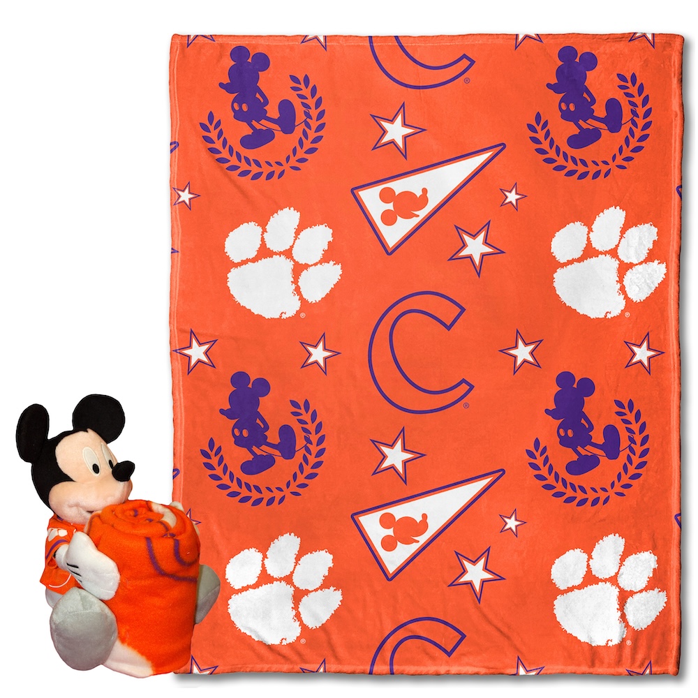 Clemson Tigers Disney Mickey Mouse Hugger and Silk Blanket Set