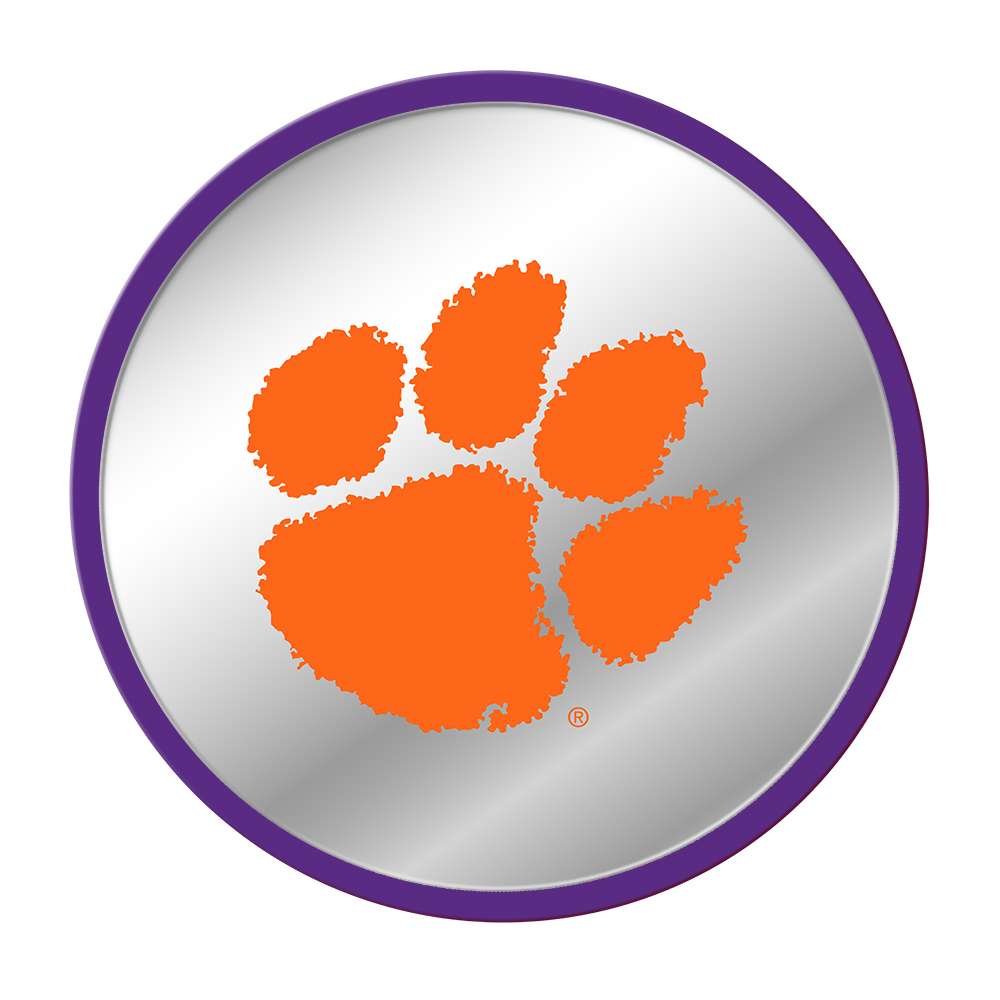 Clemson Tigers Paw Print Modern Disc Mirrored Wall Sign