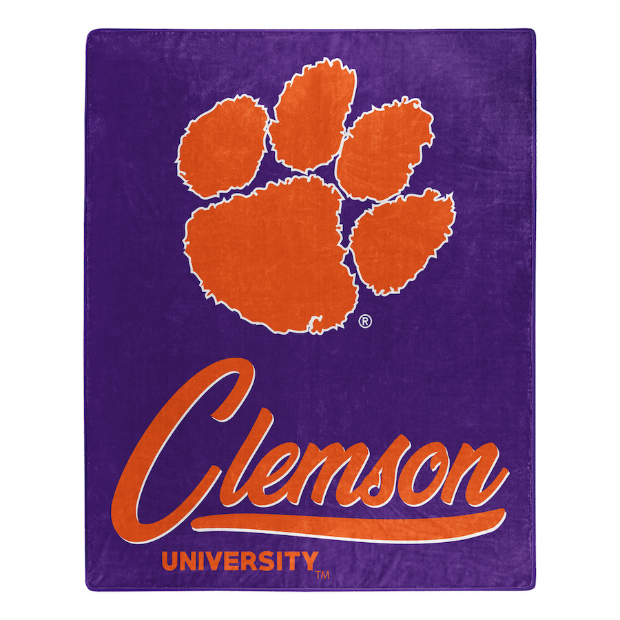 Clemson Tigers Plush Fleece Raschel Blanket 50 x 60