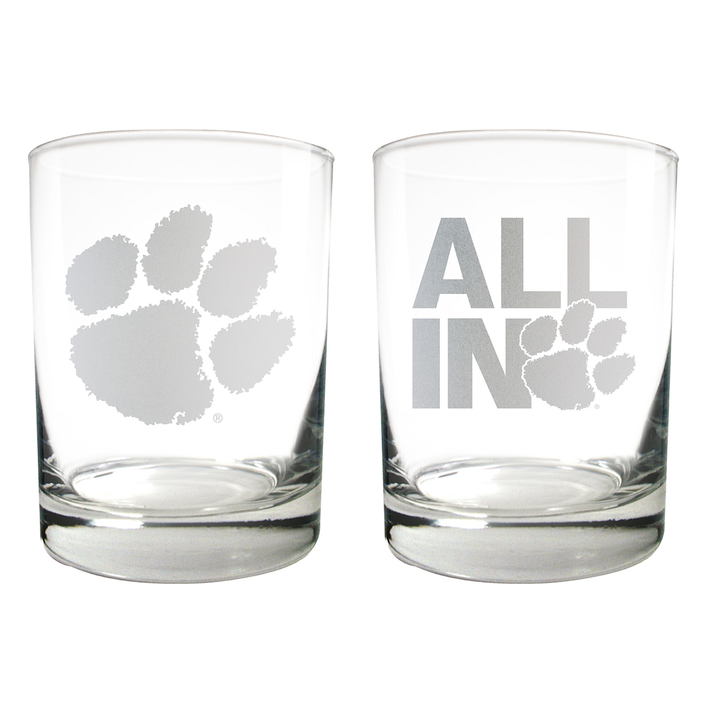 Clemson Tigers 2pc Rocks Glass Set