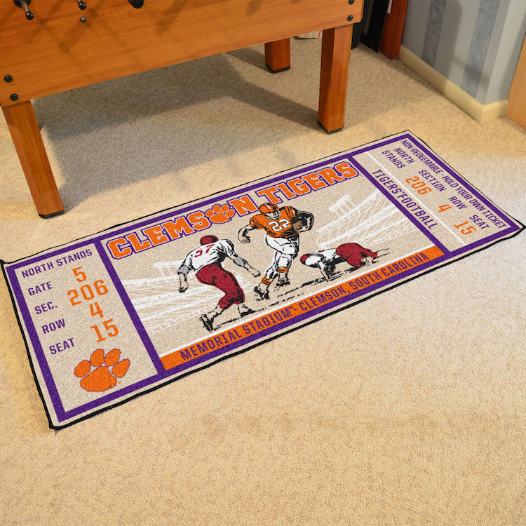 Clemson Tigers 30 x 72 Game Ticket Carpet Runner