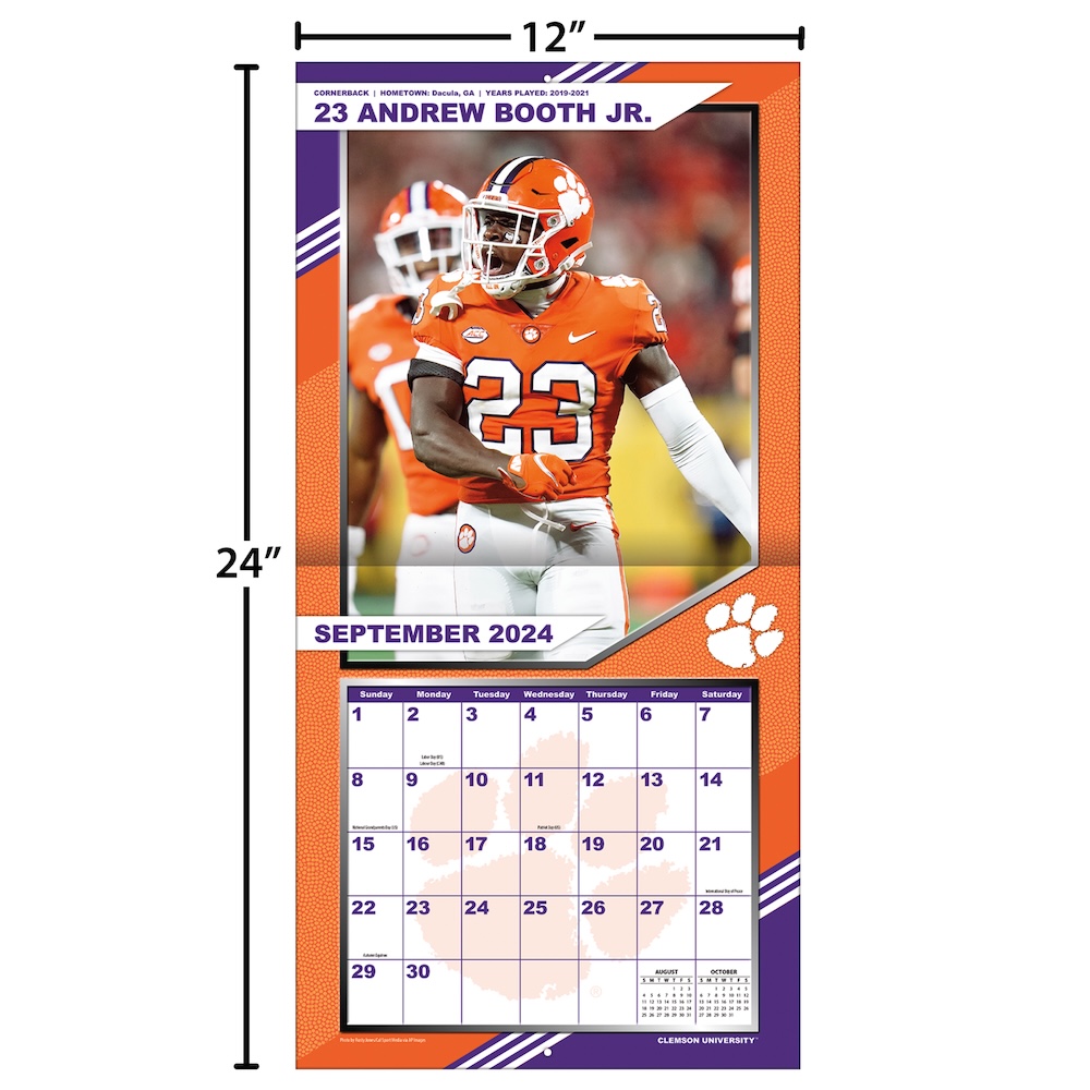 Clemson Tigers 2025 NCAA Team Wall Calendar