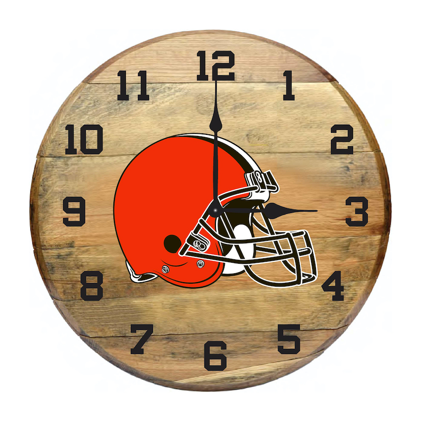 Cleveland Browns Oak Barrel Clock