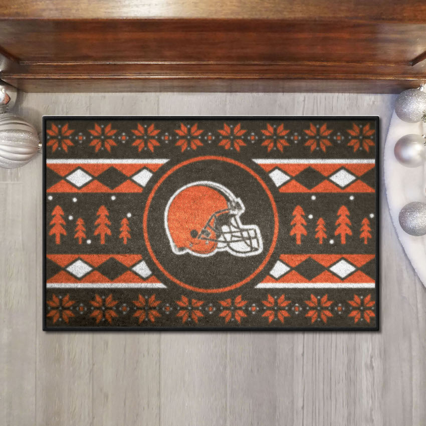 Cleveland Browns Holiday Sweater Themed 20 x 30 STARTER Floor Mat