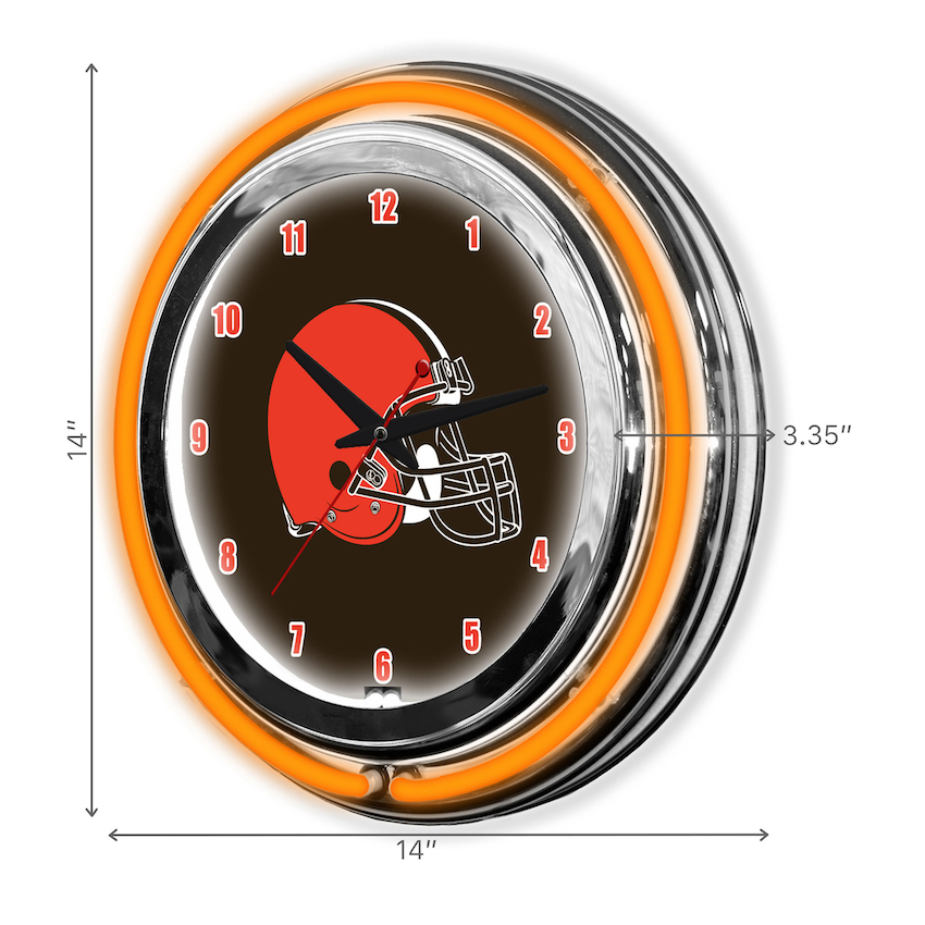 Cleveland Browns Chrome NEON Clock 14 inch