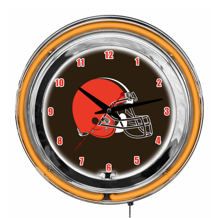 Cleveland Browns Chrome NEON Clock 14 inch