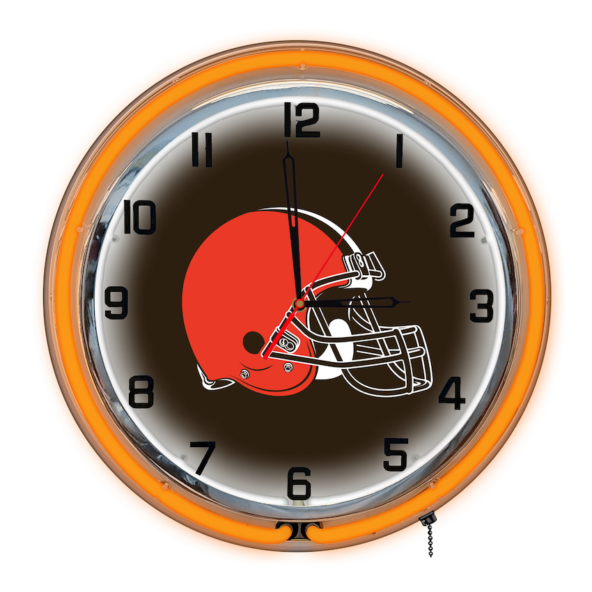 Cleveland Browns Chrome NEON Clock 18 inch