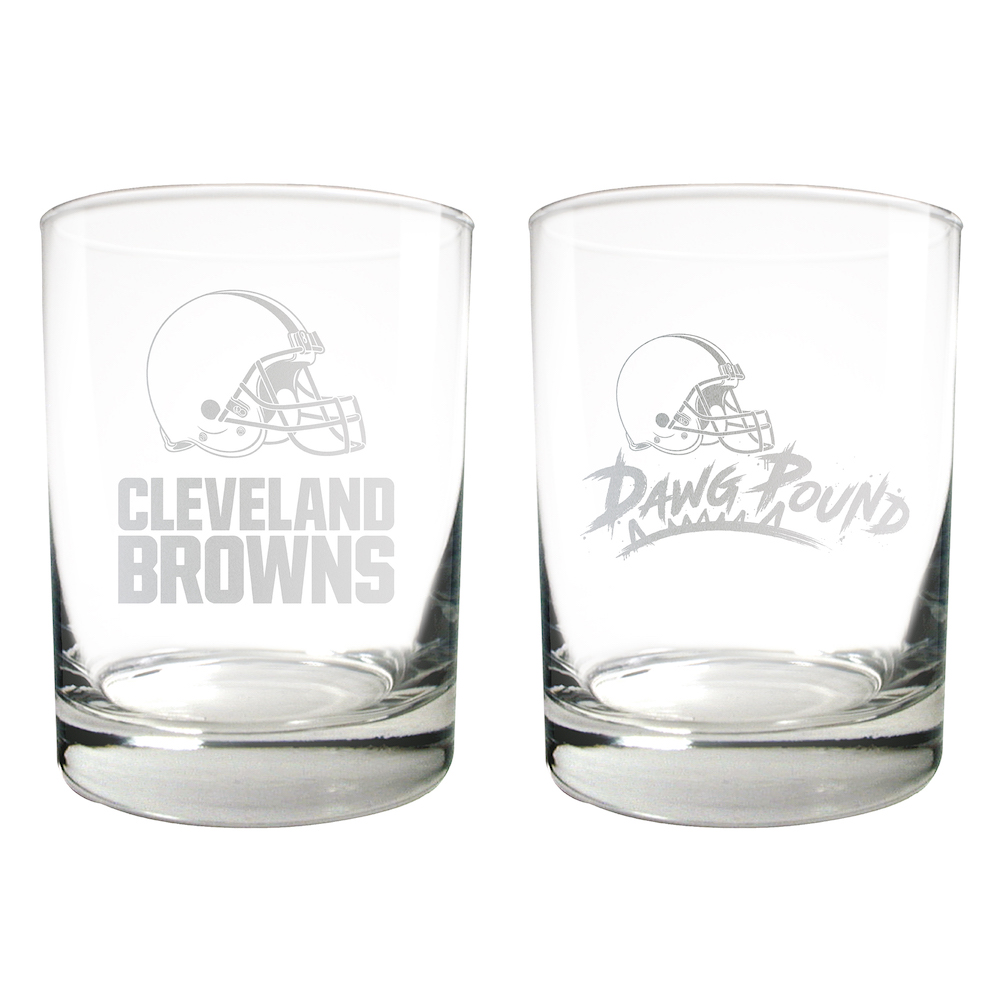 Cleveland Browns 2pc Rocks Glass Set