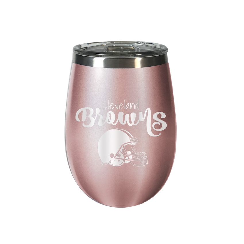 Cleveland Browns 10 oz Rose Gold Wine Tumbler