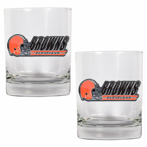 Cleveland Browns NFL Logo 2pc Rocks Glass Set