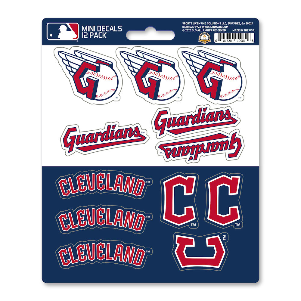 Cleveland Guardians Team Logo Mini Decal 12 Pack