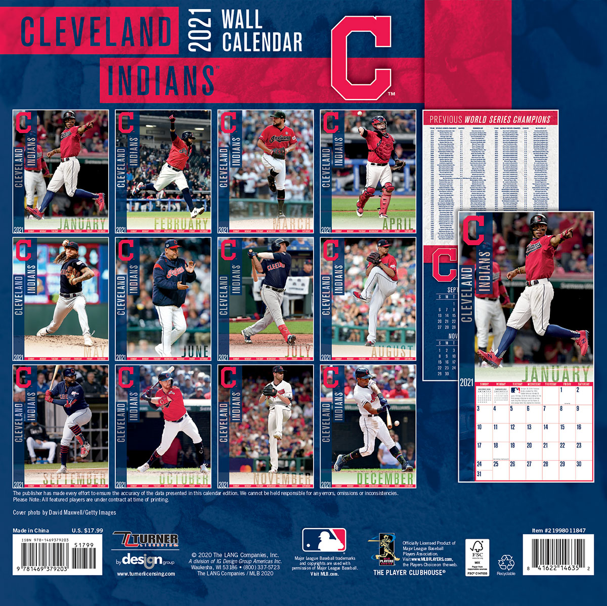 Cleveland Guardians 2025 MLB Team Wall Calendar