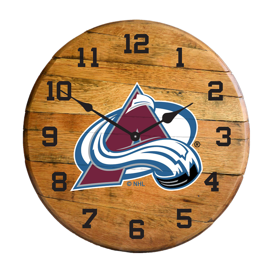 Colorado Avalanche Oak Barrel Clock