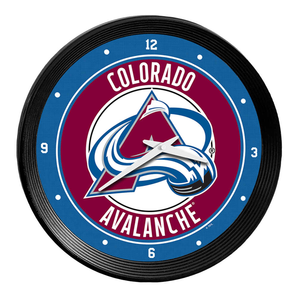 Colorado Avalanche Ribbed Frame Wall Clock