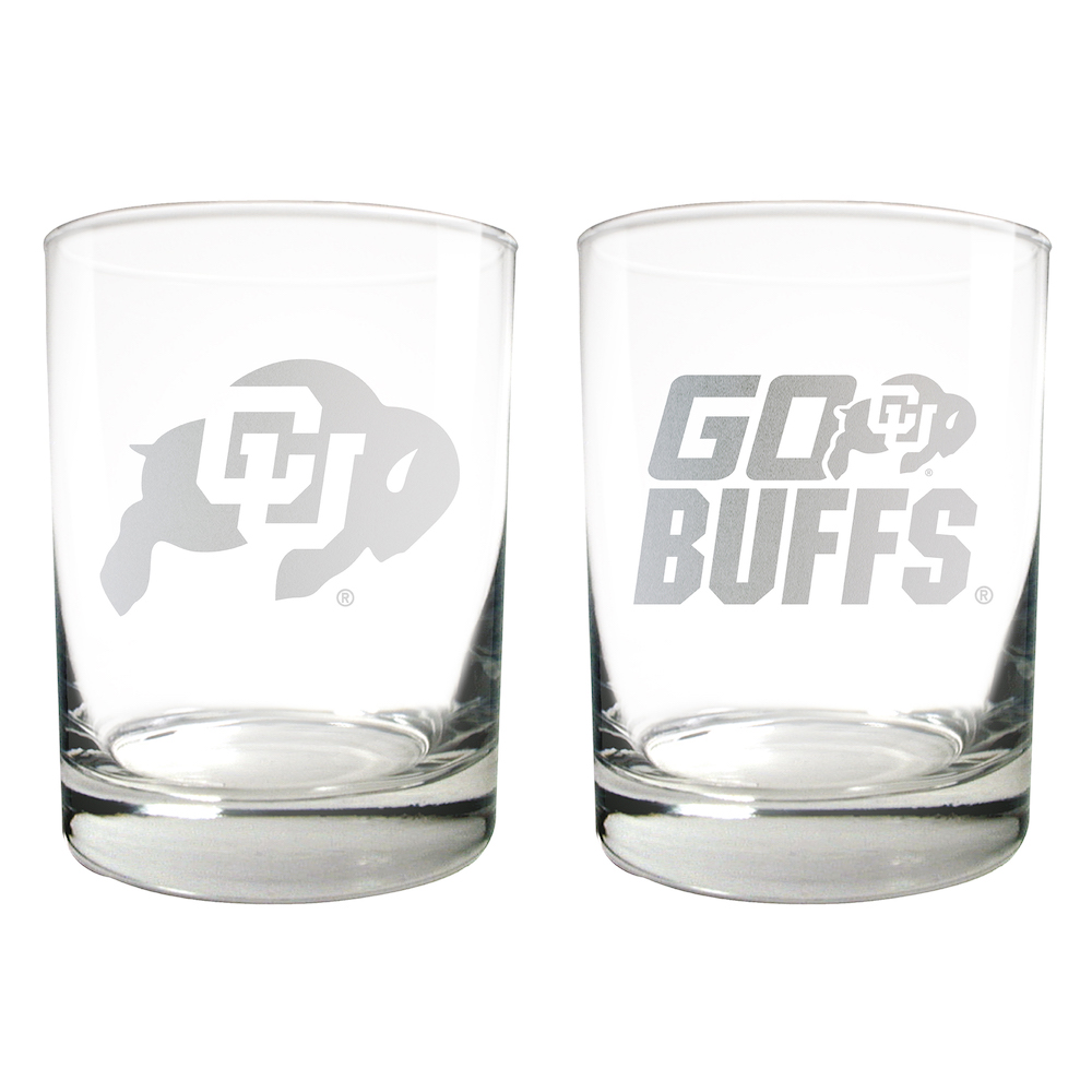 Colorado Buffaloes 2pc Rocks Glass Set