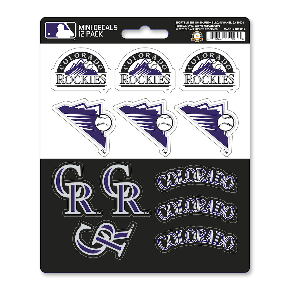 Colorado Rockies Team Logo Mini Decal 12 Pack