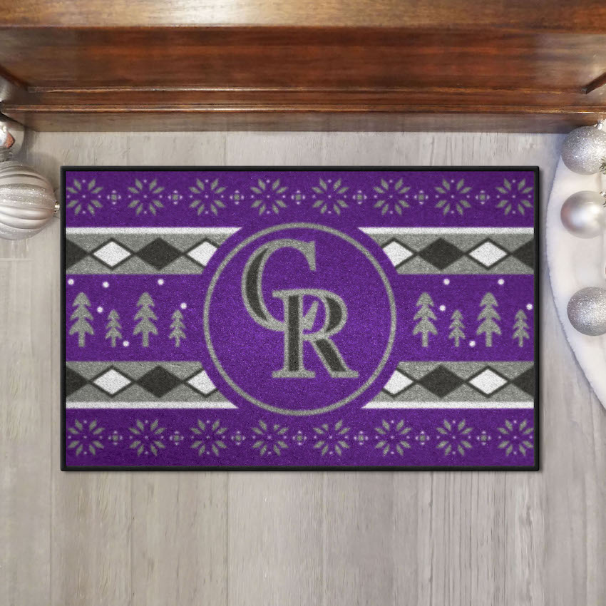 Colorado Rockies Holiday Sweater Themed 20 x 30 STARTER Floor Mat