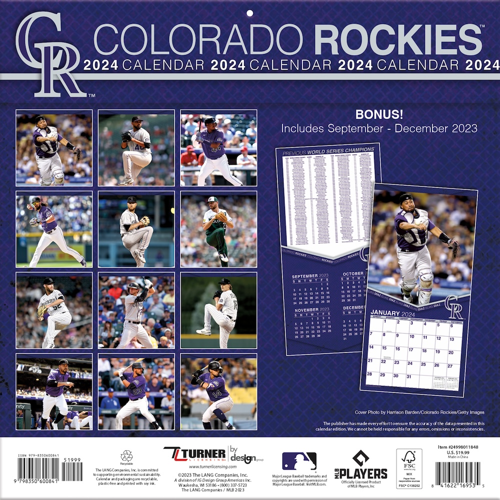 Colorado Rockies 2025 MLB Team Wall Calendar