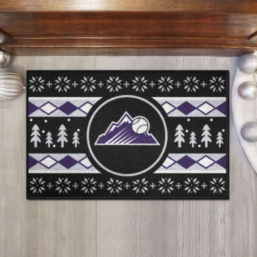 Colorado Rockies ALT LOGO Holiday Sweater Themed 20 x 30 STARTER Floor Mat