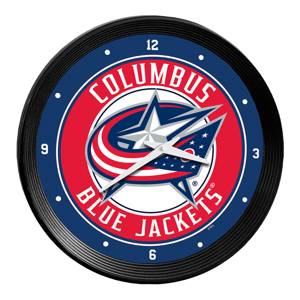 Columbus Blue Jackets Ribbed Frame Wall Clock