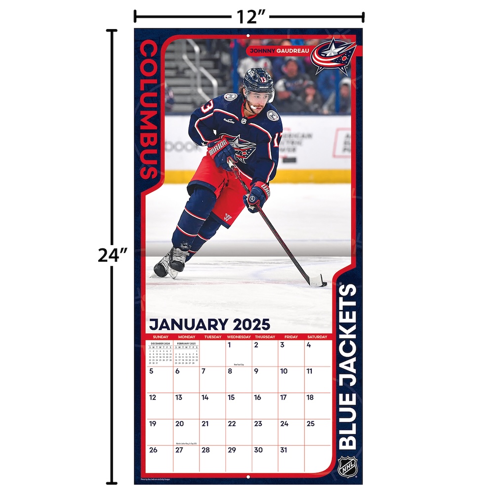 Columbus Blue Jackets 2025 NHL Team Wall Calendar