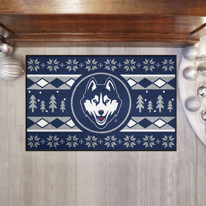 Connecticut Huskies HOLIDAY SWEATER 20 x 30 STARTER Floor Mat