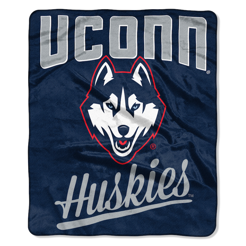 Connecticut Huskies Plush Fleece Raschel Blanket 50 x 60