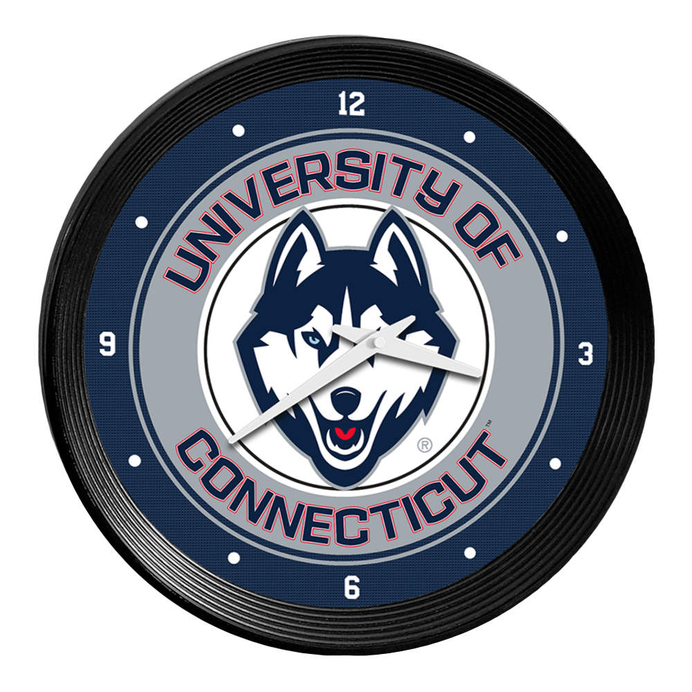 Connecticut Huskies Ribbed Frame Wall Clock