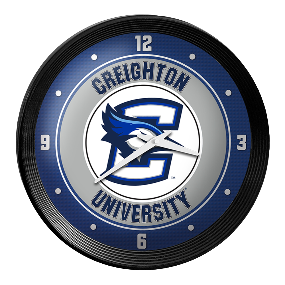 Creighton Blue Jays Ribbed Frame Wall Clock