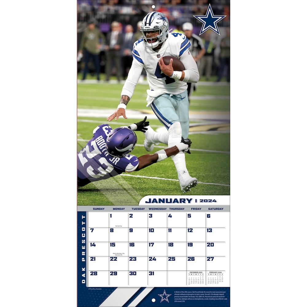 Dallas Cowboys Dak Prescott 2023 NFL Wall Calendar Buy at KHC Sports