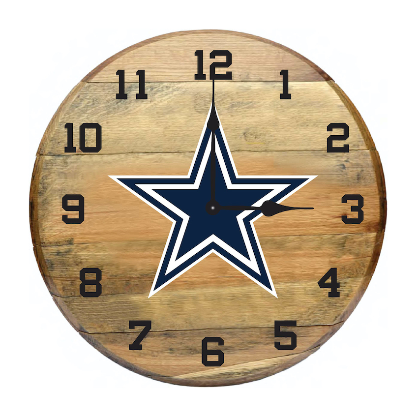 Dallas Cowboys Oak Barrel Clock