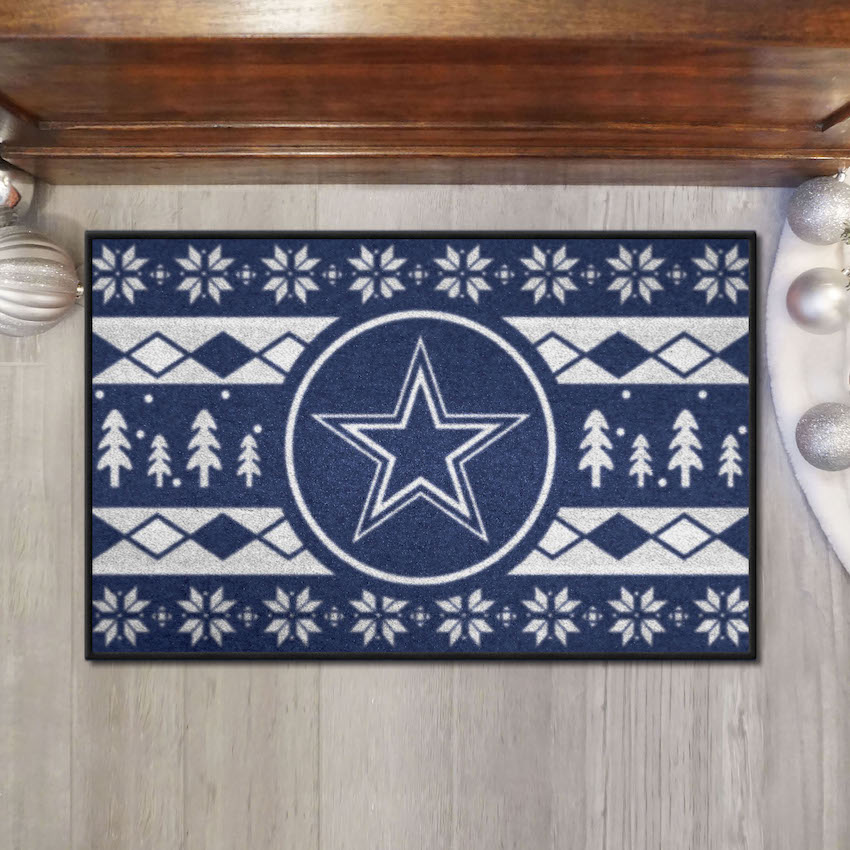 Dallas Cowboys Holiday Sweater Themed 20 x 30 STARTER Floor Mat