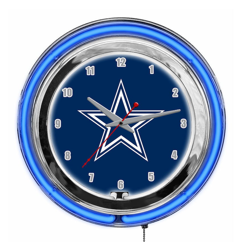 Dallas Cowboys Chrome NEON Clock 14 inch