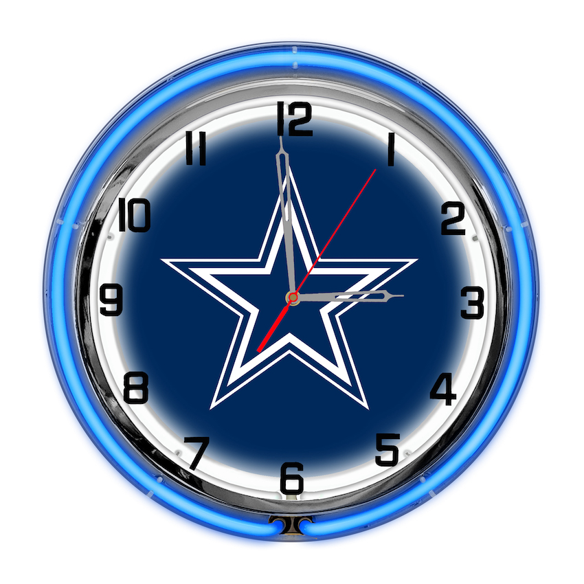 Dallas Cowboys Chrome NEON Clock 18 inch