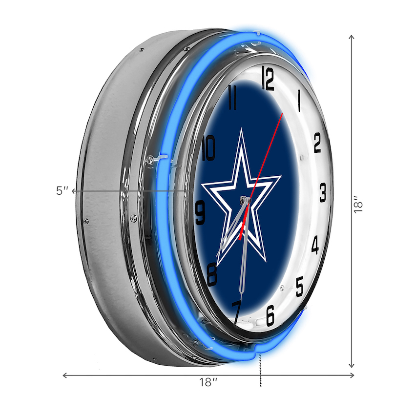 Dallas Cowboys Chrome NEON Clock 18 inch