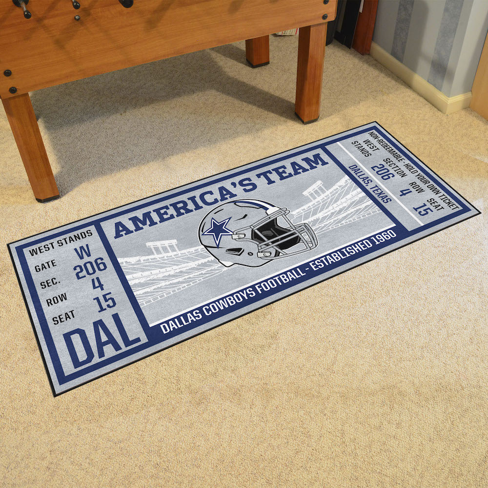 Dallas Cowboys 30 x 72 Game Ticket Carpet Runner