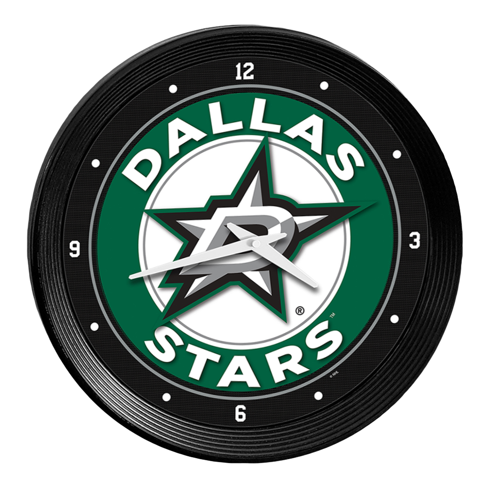 Dallas Stars Ribbed Frame Wall Clock