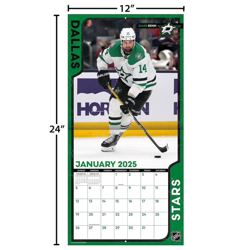 Dallas Stars 2025 NHL Team Wall Calendar