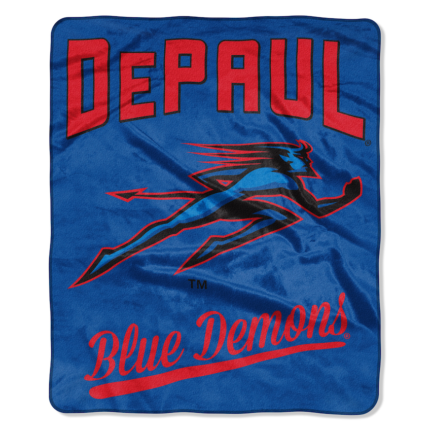 DePaul Blue Demons Plush Fleece Raschel Blanket 50 x 60