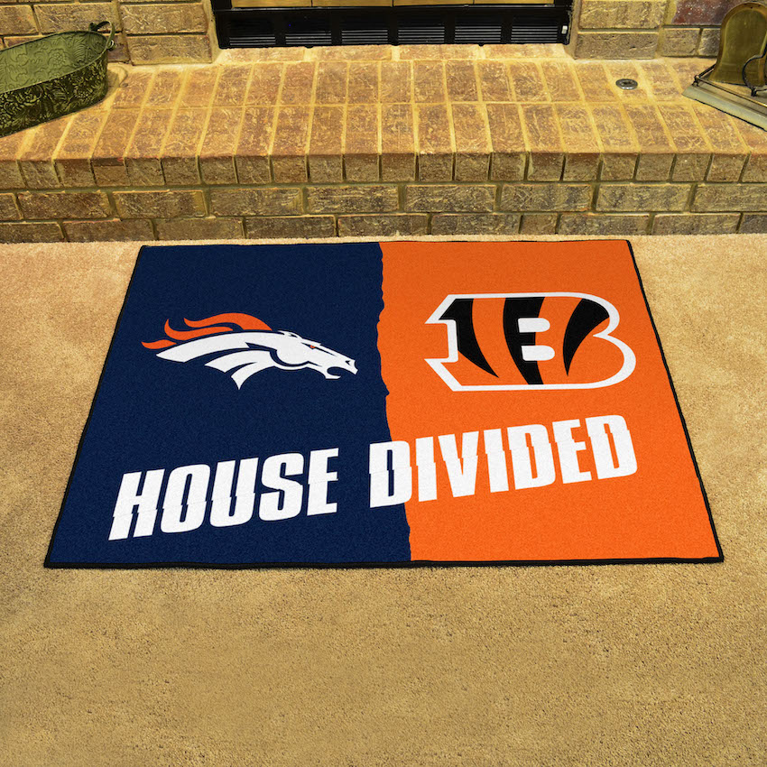 NFL House Divided Rivalry Rug Denver Broncos - Cincinnati Bengals