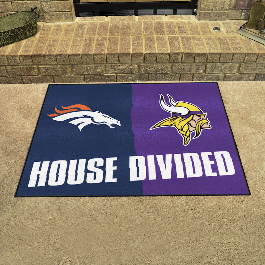 NFL House Divided Rivalry Rug Denver Broncos - Minnesota Vikings