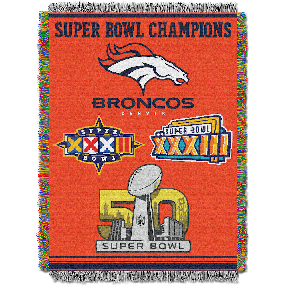 Denver Broncos Commemorative Super Bowl Tapestry Throw