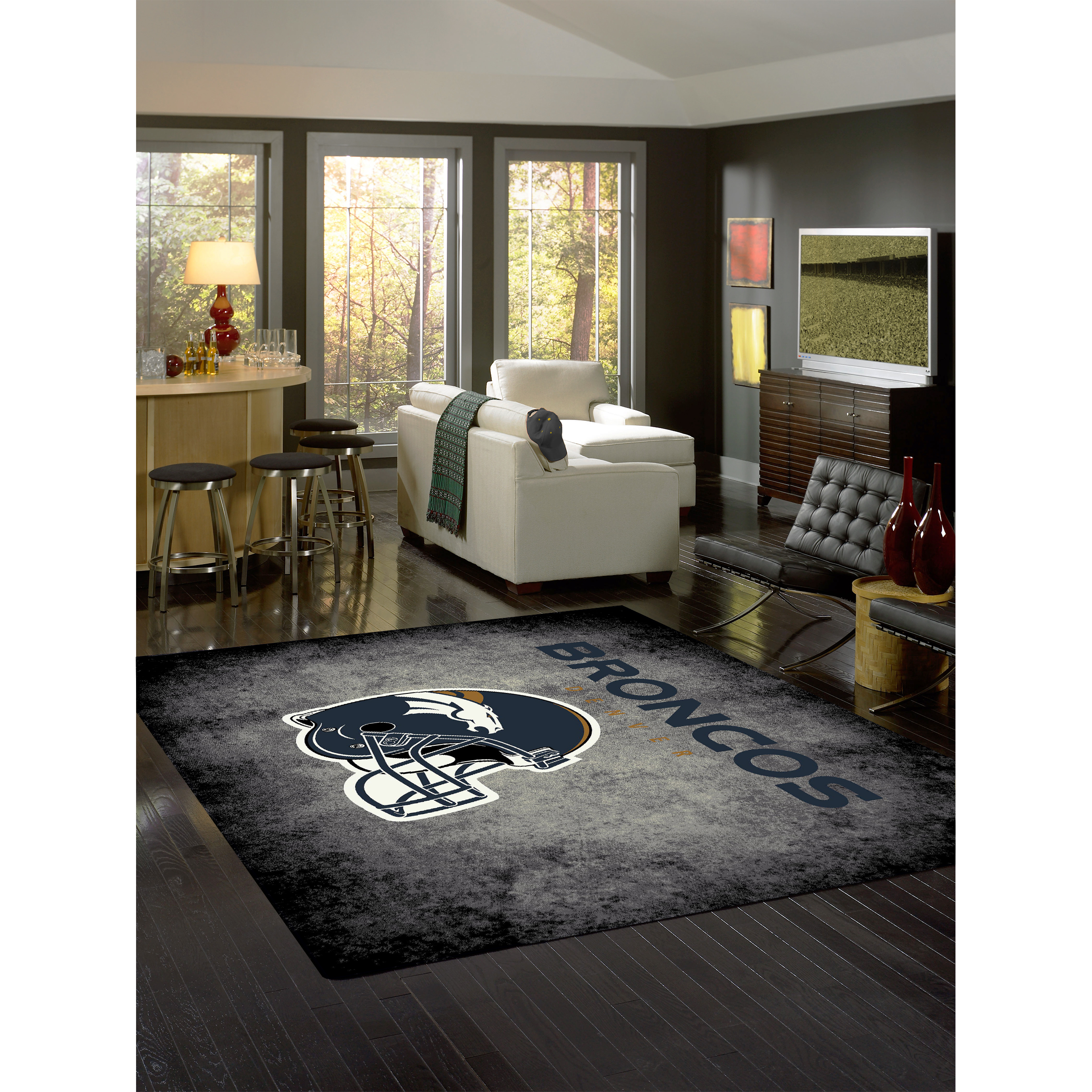 Denver Broncos 6 X 8 DISTRESSED Rug