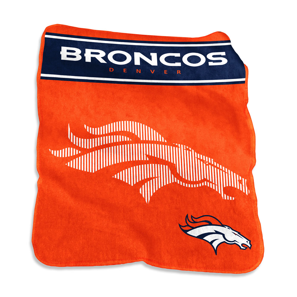Denver Broncos LARGE Logo Raschel Blanket