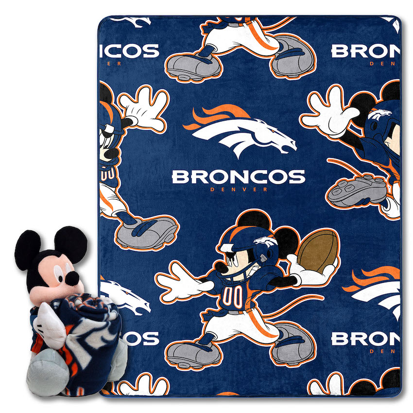 Denver Broncos Disney Mickey Mouse Hugger and Silk Blanket Set