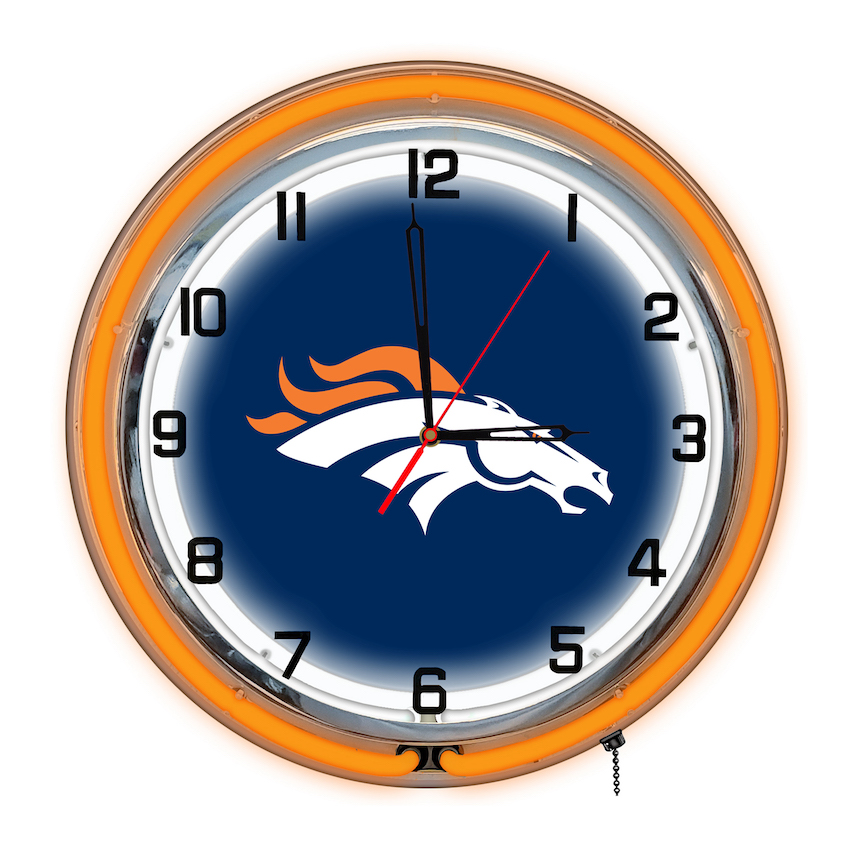 Denver Broncos Chrome NEON Clock 18 inch