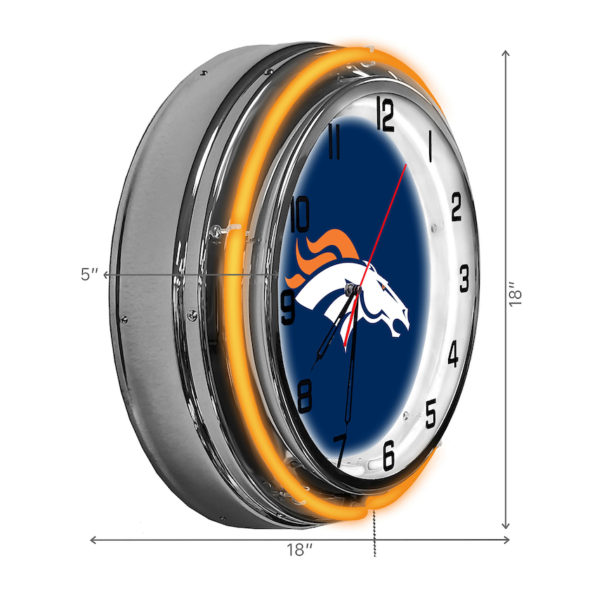 Denver Broncos Chrome NEON Clock 18 inch